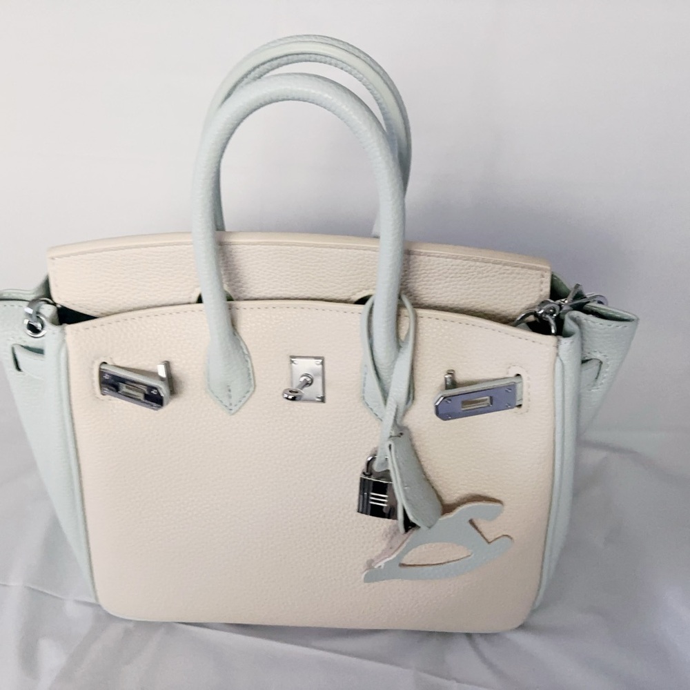 Designer-inspired Wiirr-kin bag 25 two tone Cream-Light Blue Women's Handbag